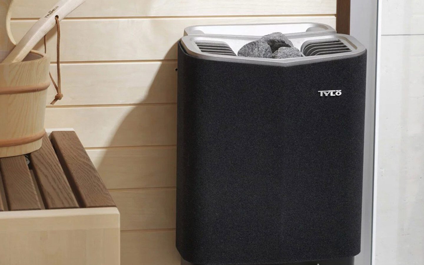 Compact Tylo sauna heater with stones | Alfresco Life Hot Tubs Cheshire