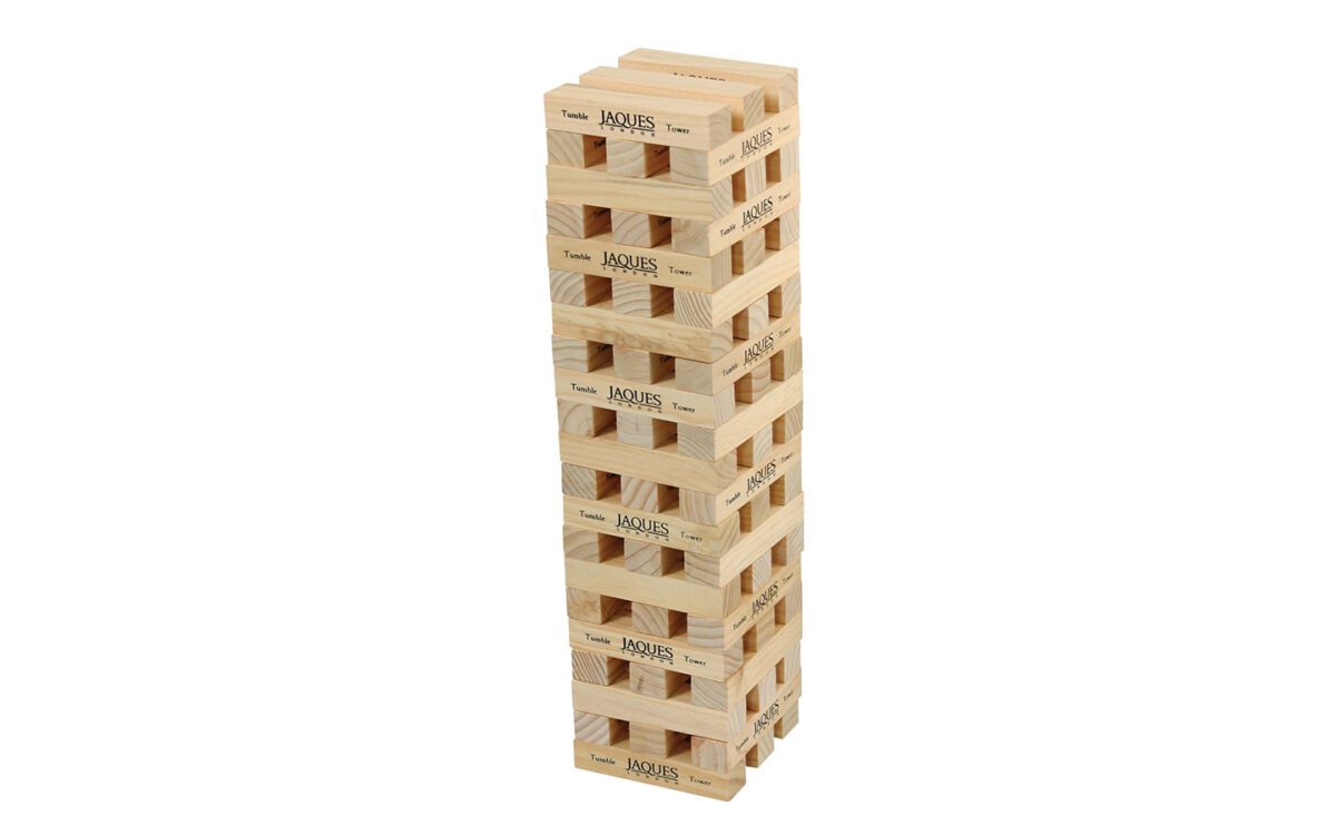 Jaques Master Tumble Tower wooden blocks garden game
